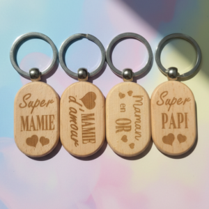 porte clés "ovalie" en bois collection famille