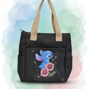 Sac à main personnalisé Stitch (Disney) peint à la main par DID ART CUSTOM à Chelles, création unique sur mesure et livraison dans toute la France