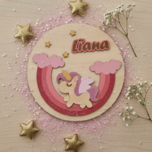 Pancarte de porte personnalisée au prénom pour chambre d'enfant, création artisanale DID ART CUSTOM à Chelles, livraison France entière