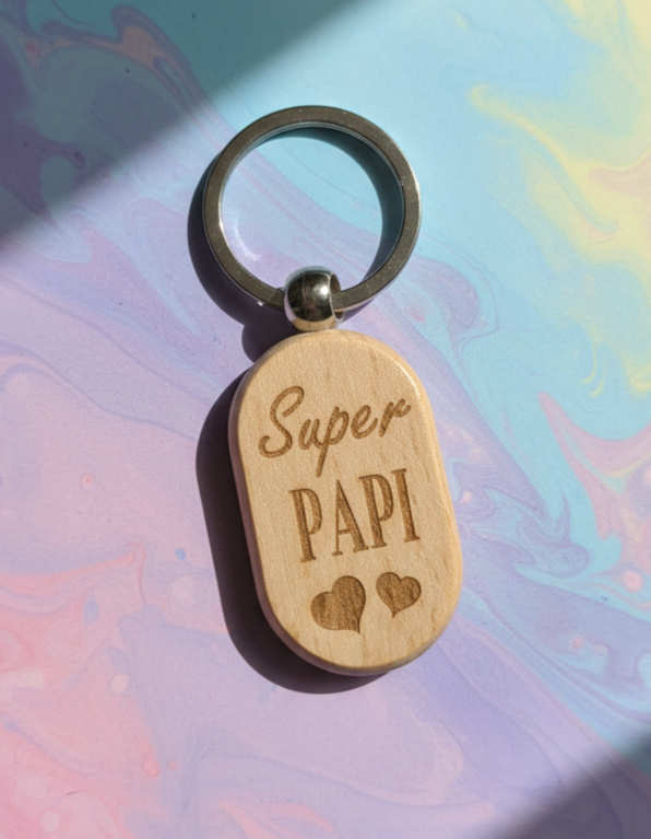 porte clés "ovalie" en bois collection famille