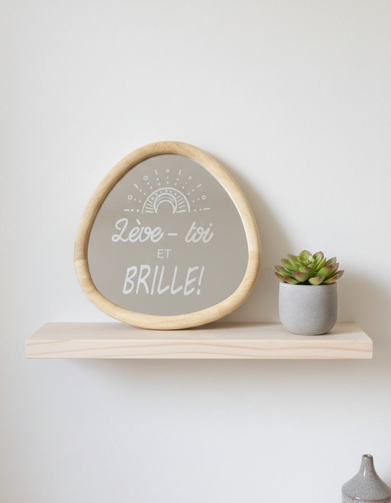 Miroir gravé avec citation 