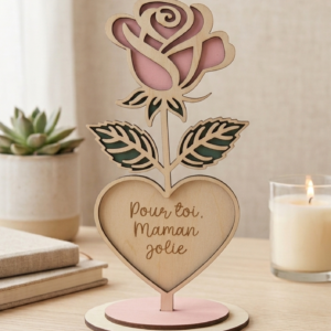accueil fleur éternelle en bois personnalisable la rose